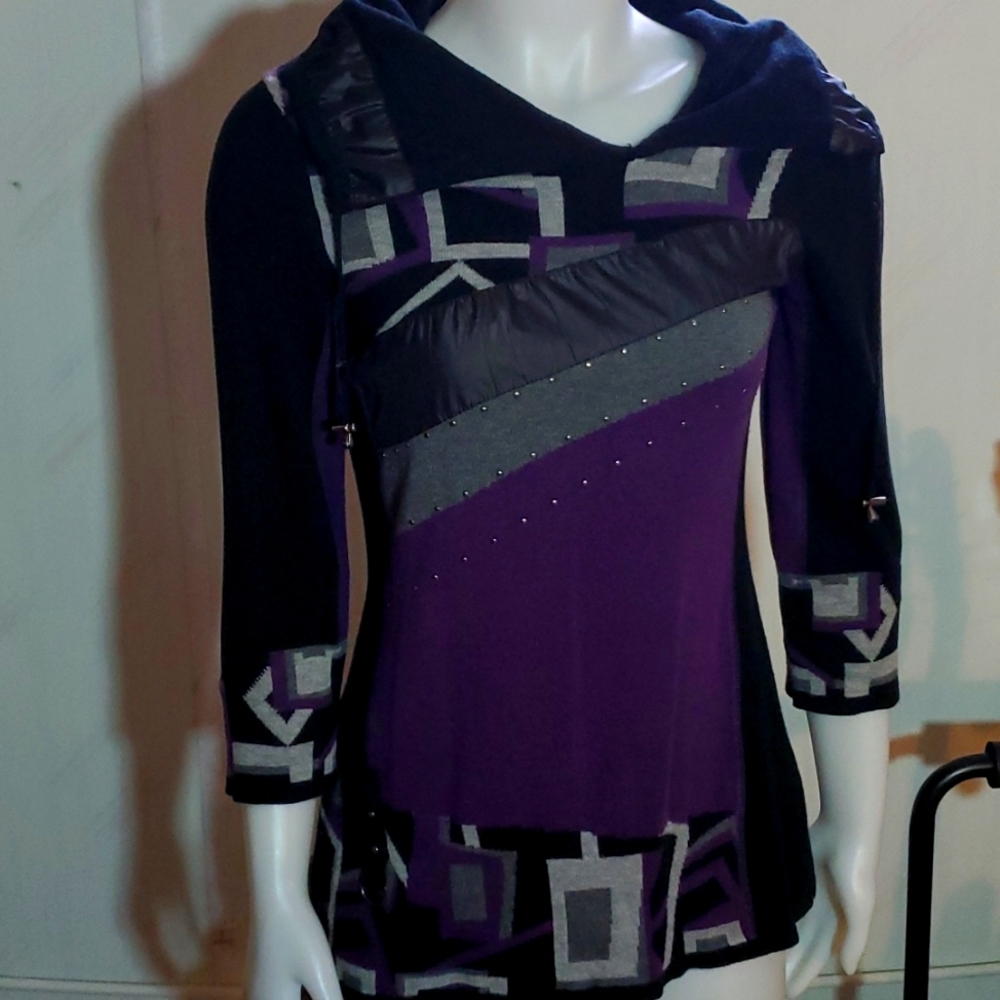 Purple gray and black sweater